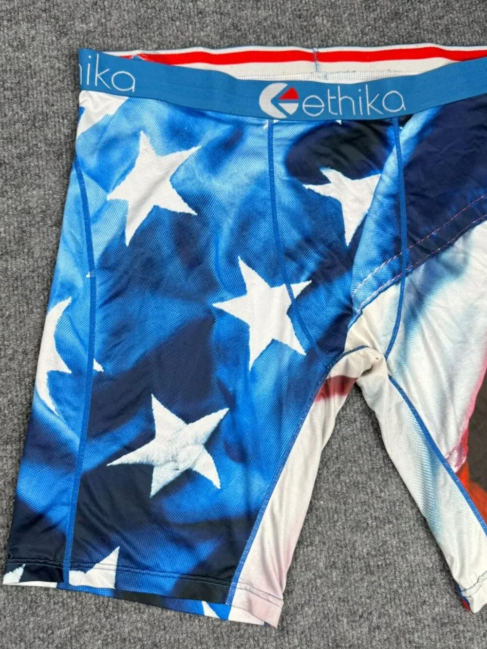 Ethika USA Flag swimming bottom no size tag check measurement fit XL/2XL